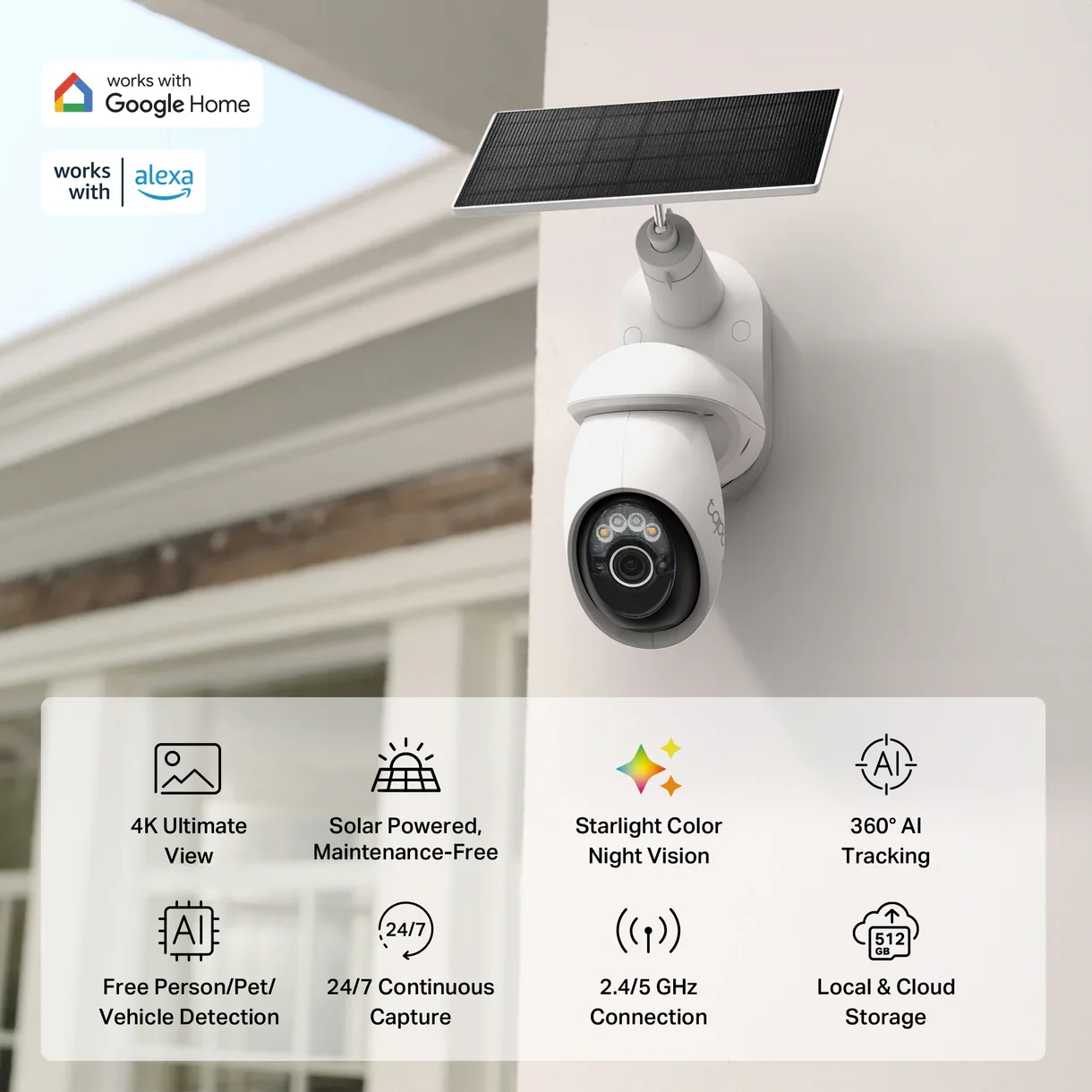 Tapo C660 Kit Telecamera di sicurezza outdoor 4K Ultra HD con pan/tilt e pannello solare, confezione da 4