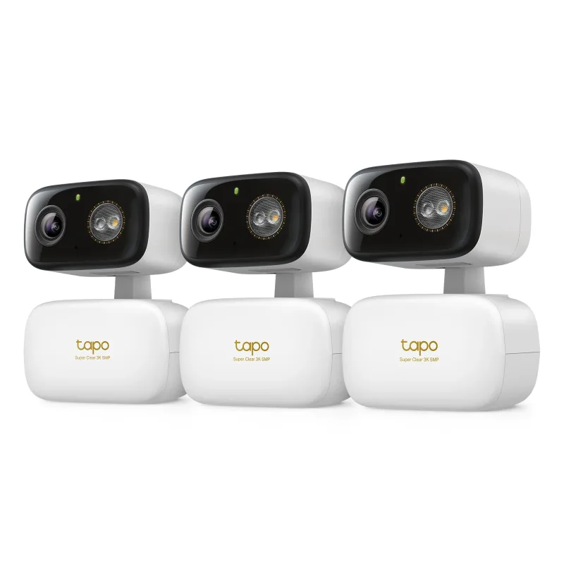 3K Pan/Tilt Indoor/Outdoor Security Camera, Tapo C236 HybridCam 360 3-Pack