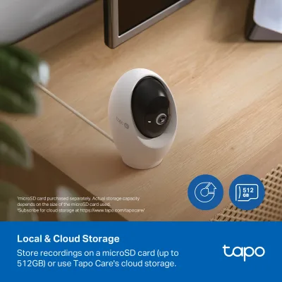 4K Ultra HD -panorointi/kierto- ja kaksikaistainen WiFi-sisävalvontakamera, Tapo C260 RoomCam 360