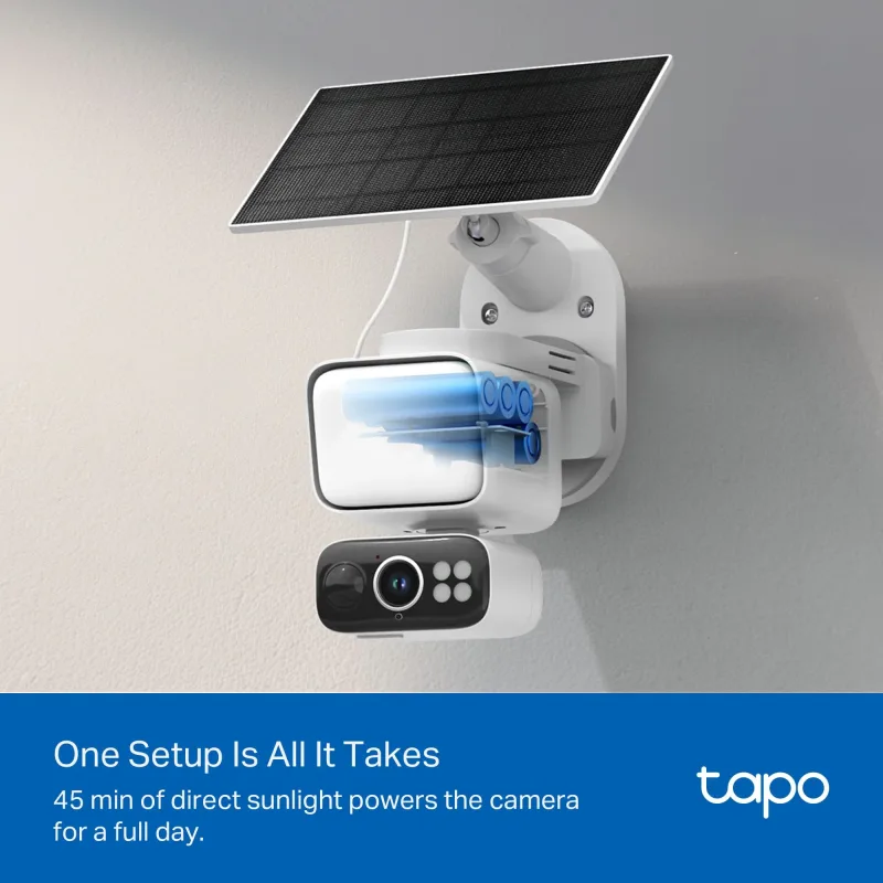 2K Floodlight Solar Pan/Tilt Security Camera Smart CentralHub Bundle, Tapo C615F Kit 4-Pack + H500