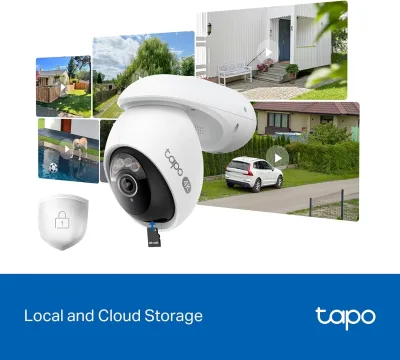 4K Pan/Tilt Wired Outdoor Security Camera with Smart Hub, Tapo C560WS 4-Pack + H500