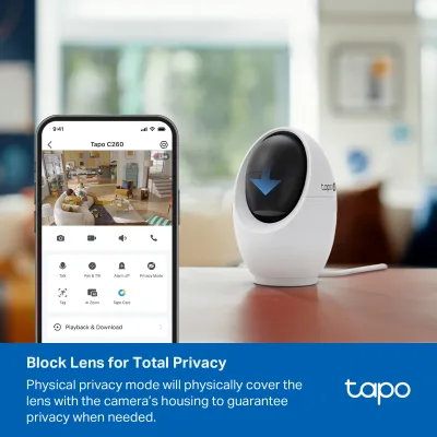 4K Ultra HD Pan/Tilt Dual-Band WiFi Indoor Security Camera, Tapo C260 RoomCam 2-Pack