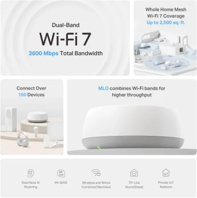 Deco 7 BE3600 Dual-Band Wi-Fi 7 Mesh System, Deco BE23 2-Pack