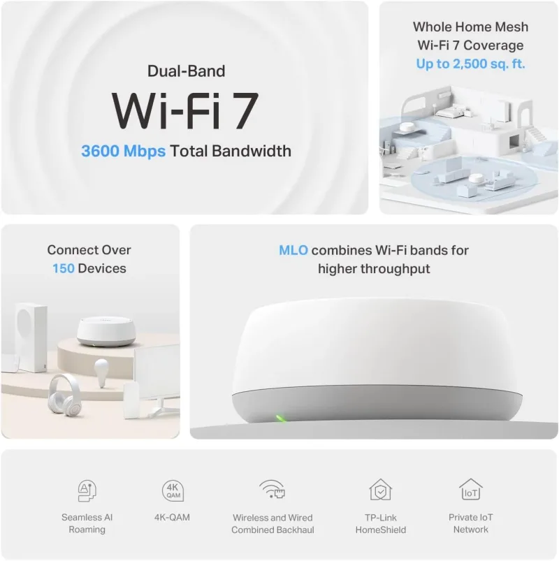 Deco 7 BE3600 Dual-Band Wi-Fi 7 Mesh System, Deco BE23 2-Pack