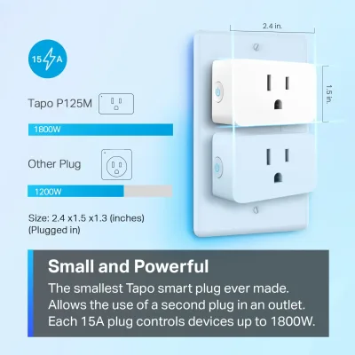 Smart Plug Mini 15A certificato Matter, Tapo P125M