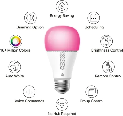 Kasa Smart Bulb | Works with Tapo App | Full Color Changing Dimmable, WiFi, No Hub Required, KL135
