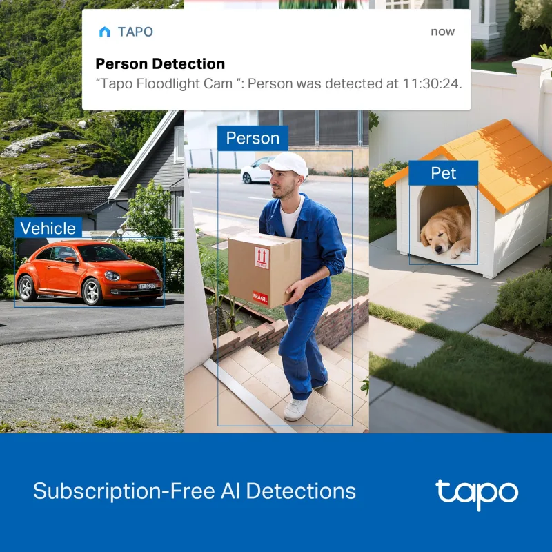 2K Floodlight Solar Pan/Tilt Security Camera Smart CentralHub Bundle, Tapo C615F Kit 3-Pack + H500
