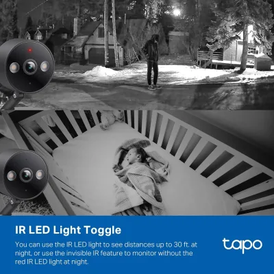 2K QHD 실내/실외 보안 카메라 블랙, Tapo C121