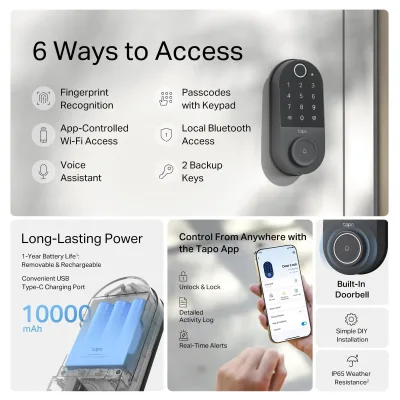 Front Door Security Plus Bundle – 2K Video Doorbell Camera + Fingerprint Door Lock
