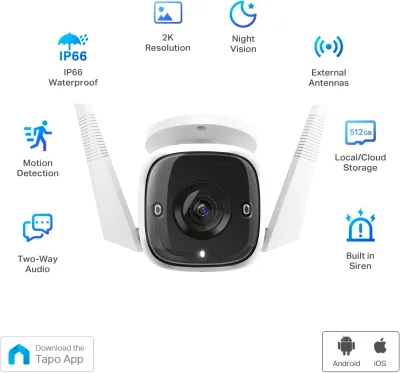 2K IP66 Outdoor Security Camera, Tapo C310