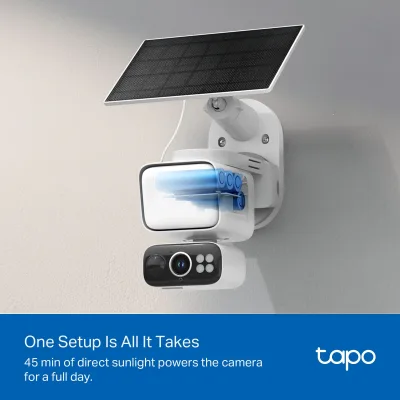 2K Floodlight Solar Pan/Tilt Security Camera Smart CentralHub Bundle, Tapo C615F Kit 3-Pack + H500