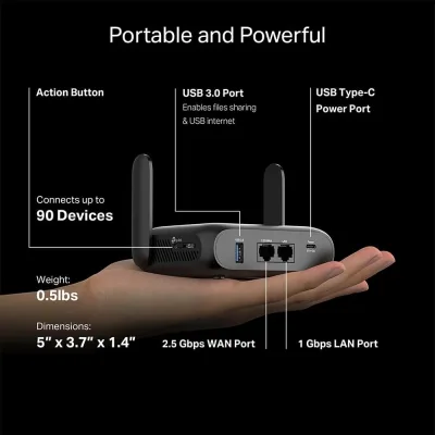 Roam 7 Dual-Band Wi-Fi 7 BE3600 Travel Router, TL-WR3602BE