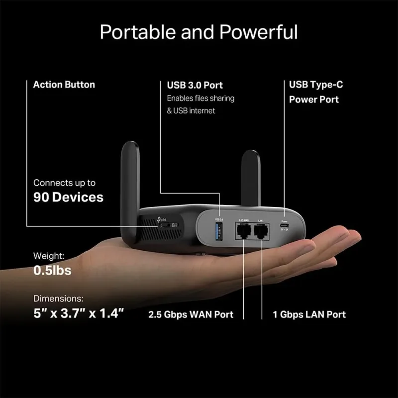 Roam 7 Dual-Band Wi-Fi 7 BE3600 Travel Router, TL-WR3602BE