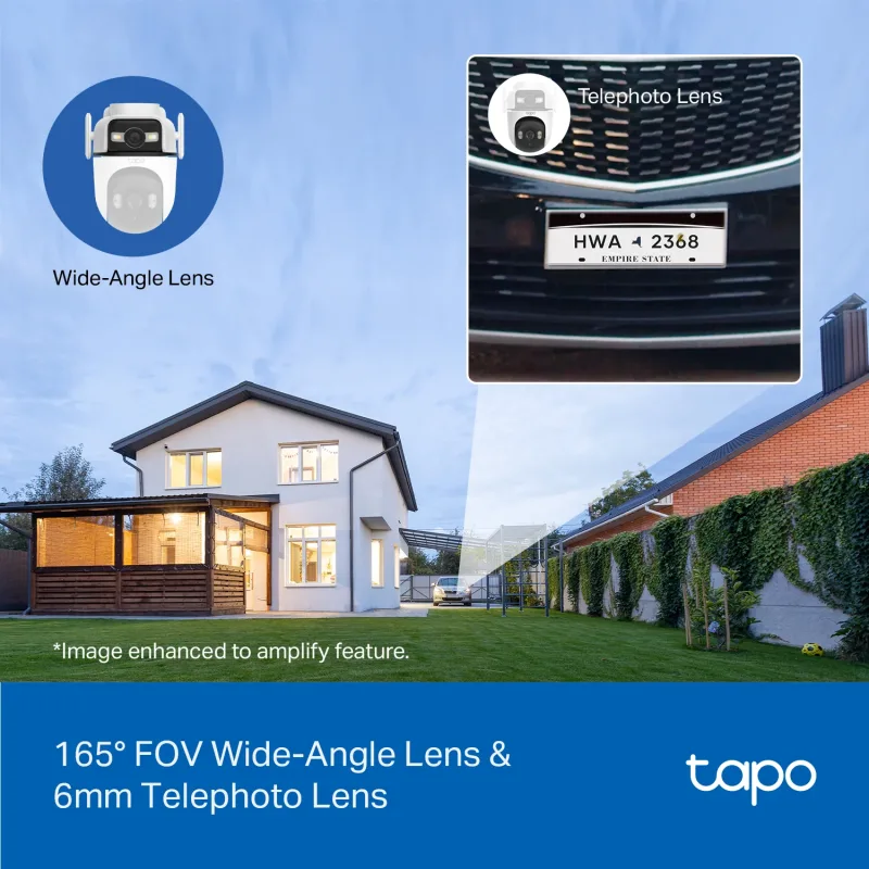 2K Outdoor Dual Lens Pan/Tilt Security Camera, Tapo C545D