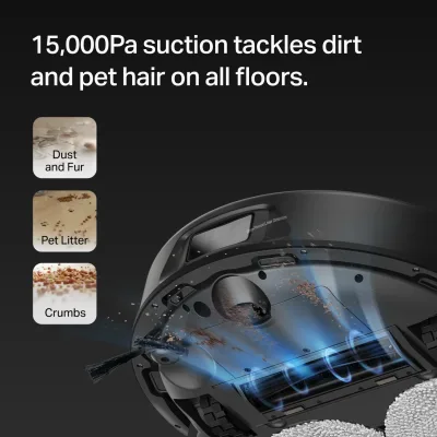 LiDAR + Dual-Laser Robot Vacuum and Mop with Advanced Dock 15000Pa Suction, Tapo RV50 Pro Omni