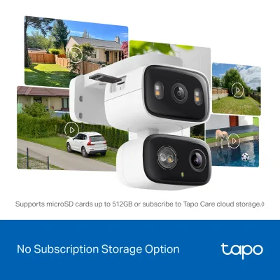 2K Dual Lens Pan/Tilt Indoor/Outdoor Security Camera, Tapo C246D HybridCam Duo 3-Pack
