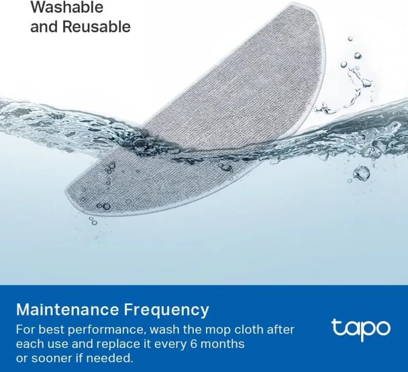 Robot Vacuum Washable Mop Cloth 5 PC RV30/RV20 Max Plus, Tapo RVA301