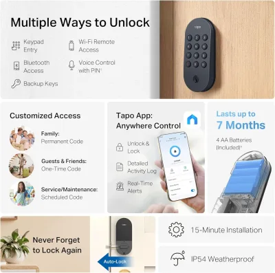 Front Door Security Bundle – 2K Video Doorbell Camera + Keyless Door Lock