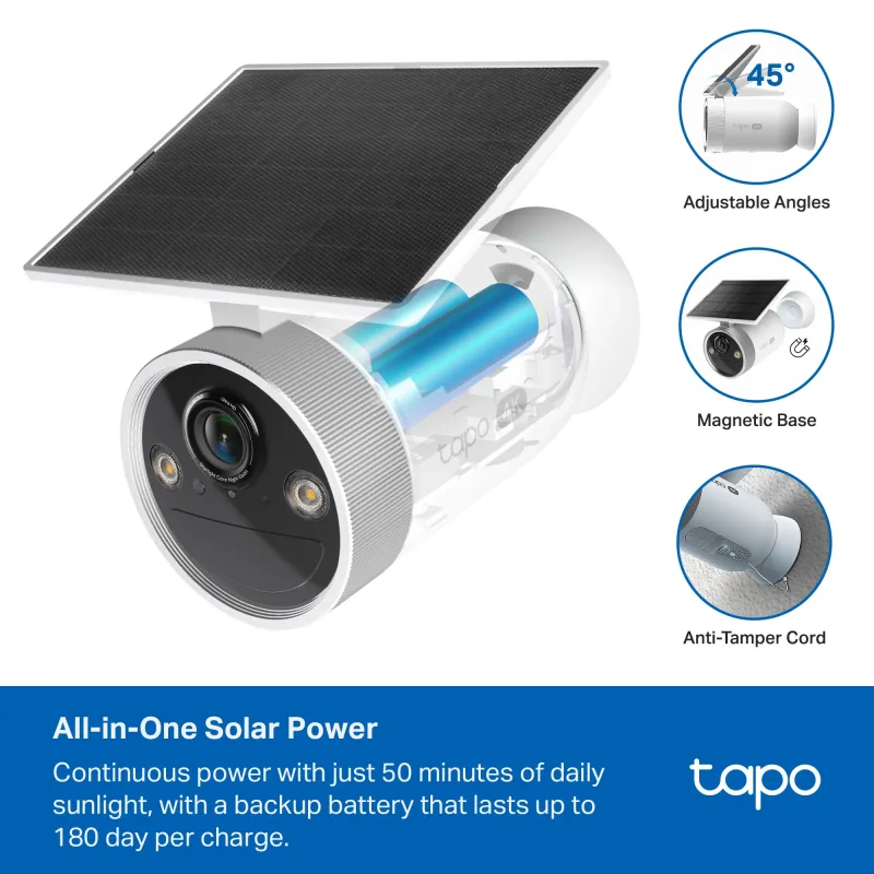 Tapo C465 MagCam 4K Built-In Solar Battery Powered Security Camera, 2-Pack