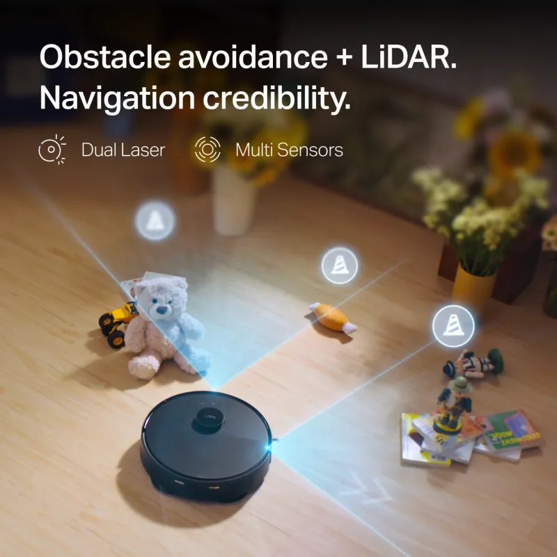 LiDAR + Dual-Laser Robot Vacuum and Mop with Advanced Dock 15000Pa Suction, Tapo RV50 Pro Omni