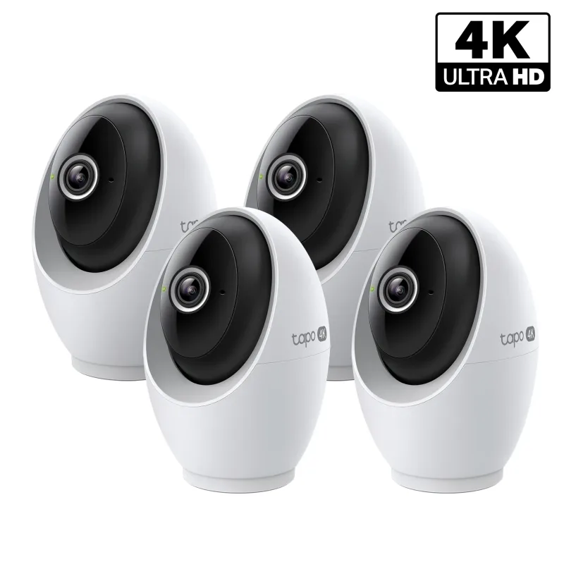 4K Ultra HD Pan/Tilt Dual-Band WiFi Indoor Security Camera, Tapo C260 RoomCam 4-Pack