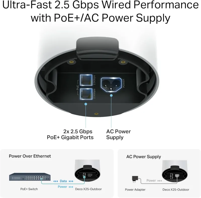 Deco 7 Outdoor Dual-Band Wi-Fi 7 Mesh-pakke, Deco BE25 3-pakning og BE25-Outdoor