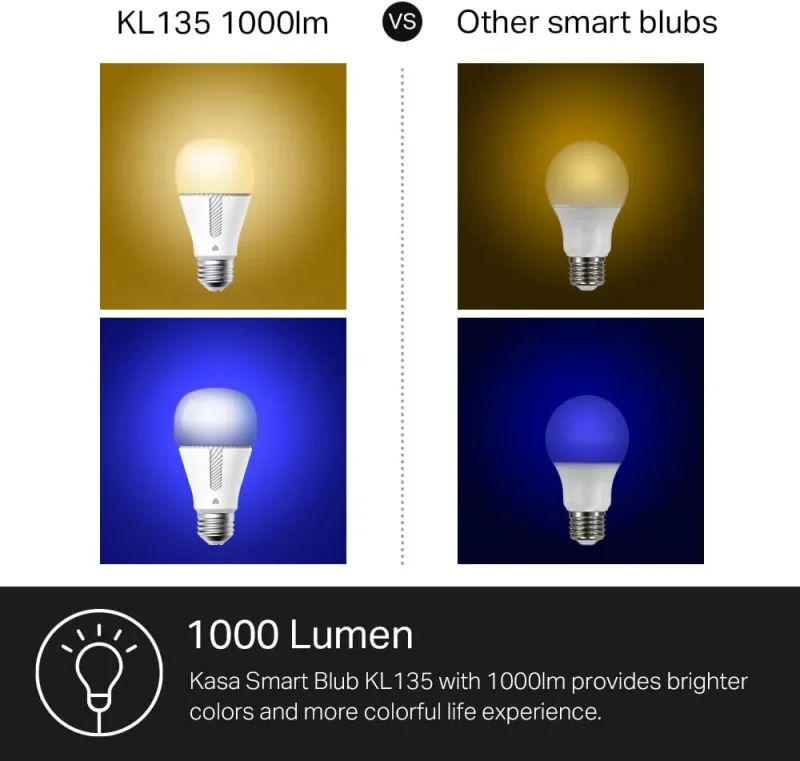 Kasa Smart Bulb | Works with Tapo App | Full Color Changing Dimmable, WiFi, No Hub Required, KL135