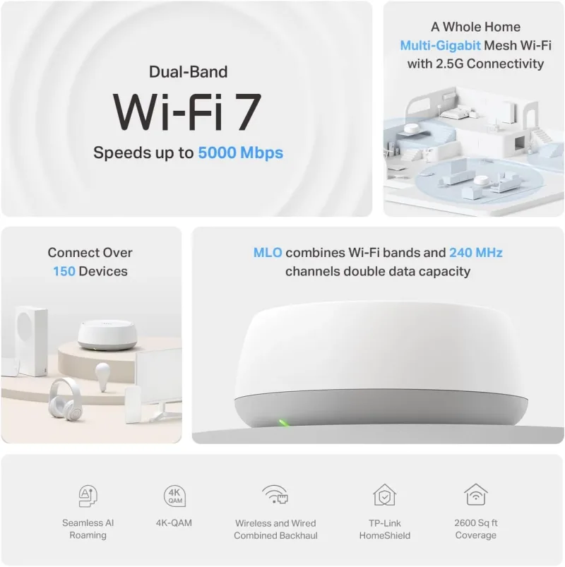 Router mesh Deco 7 BE5000 Wi-Fi 7 dual-band, Deco BE25 1 pezzo