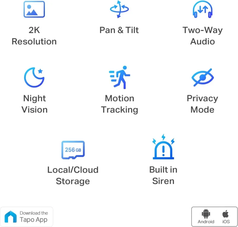Pan/Tilt 2K Indoor Security Camera 2 Pack, Tapo C210P2