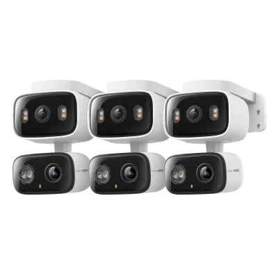 2K Dual Lens Pan/Tilt Indoor/Outdoor Security Camera, Tapo C246D HybridCam Duo 3-Pack