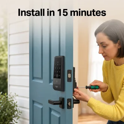Front Door Security Pro – 2K Video Doorbell Camera + Palm/Fingerprint Smart Door Lock