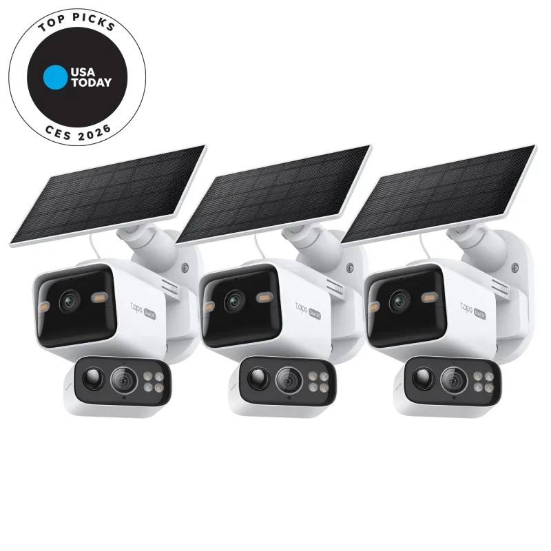 Tapo C645D Kit 2K Dual-Lens Solar Pan/Tilt Security Camera, 3-Pack