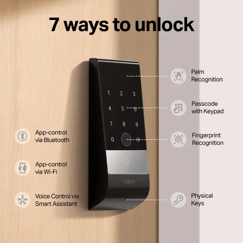 Front Door Security Pro – 2K Video Doorbell Camera + Palm/Fingerprint Smart Door Lock