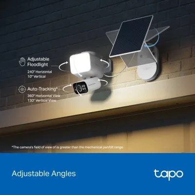 Telecamera di sicurezza 2K con faretto solare, rotazione/inclinazione a 360°, Tapo C615F Kit 3-Pack
