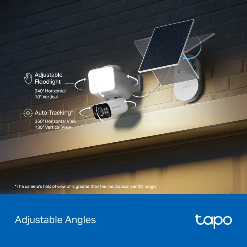 Telecamera di sicurezza 2K con faretto solare, rotazione/inclinazione a 360°, Tapo C615F Kit 3-Pack