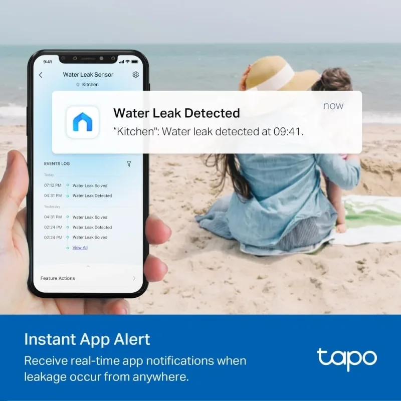 Sensore smart IP67 per perdite d'acqua, richiede hub, Tapo T300