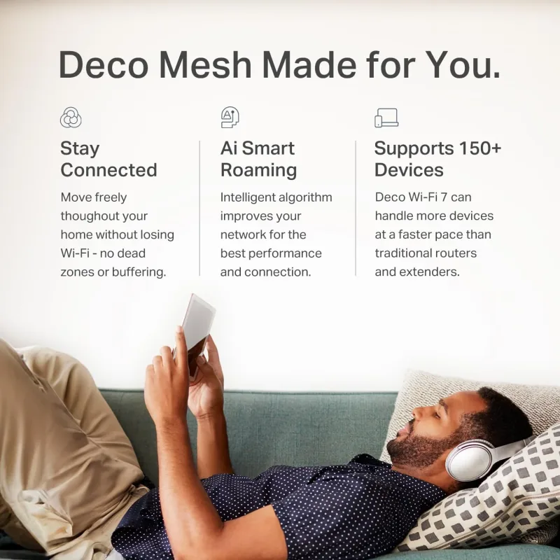 Deco 7 Outdoor Dual-Band Wi-Fi 7 Mesh-pakke, Deco BE25 3-pakning og BE25-Outdoor