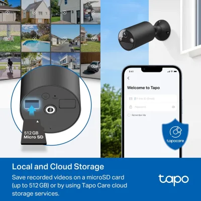 Telecamera di Sicurezza Wireless da Esterno 1080P Nera, Tapo C403
