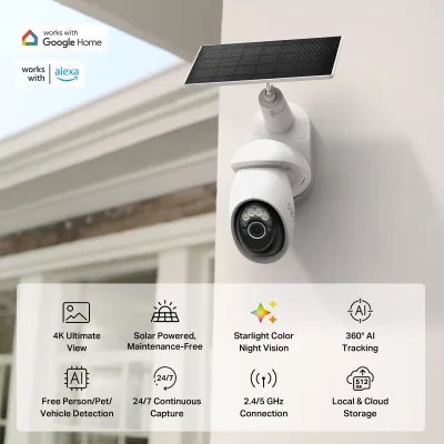 Tapo C660 Kit Telecamera di sicurezza outdoor 4K Ultra HD con pan/tilt e pannello solare