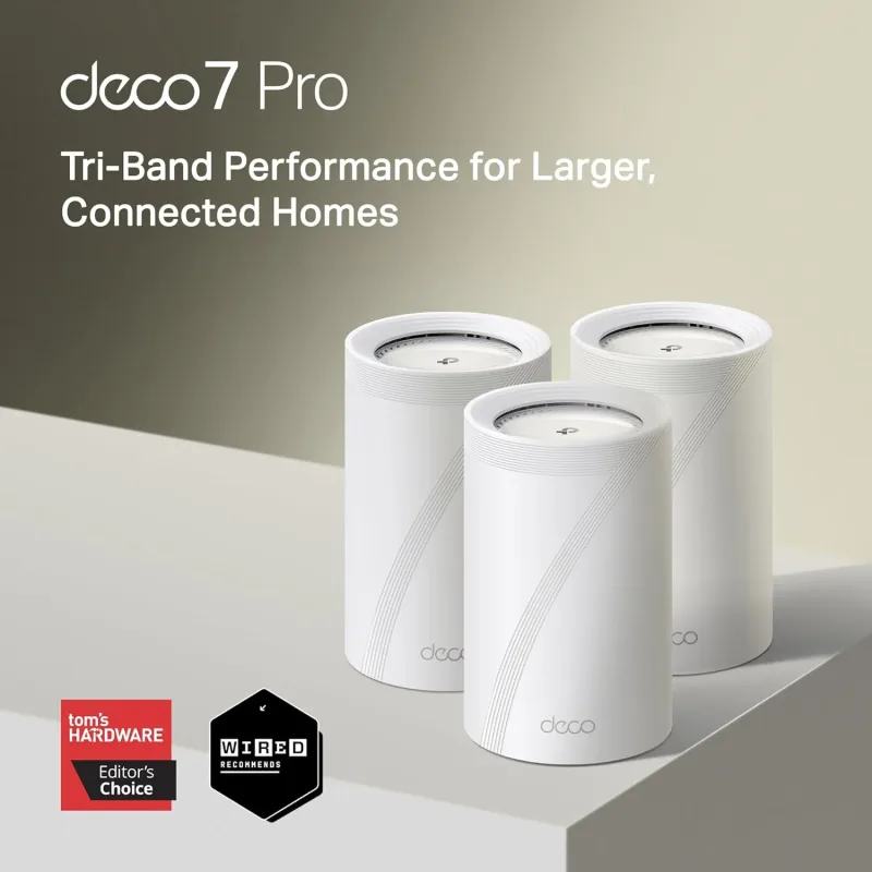 Sistema Mesh Wi-Fi 7 para exteriores Deco 7 Pro, pack de 3 Deco BE67 BE14000 y BE25-Outdoor