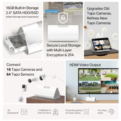 Tapo C660 Kit 4K Solar Pan/Tilt Security Camera Smart CentralHub Bundle, 4-Pack + H500