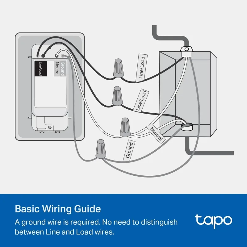 Single Pole Smart Light Switch White, Tapo S500(4-Pack)