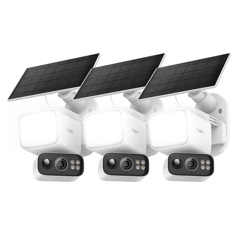 Telecamera di sicurezza 2K con faretto solare, rotazione/inclinazione a 360°, Tapo C615F Kit 3-Pack