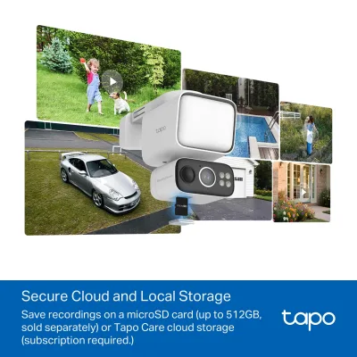 Telecamera di sicurezza solare con faretto 2K pan/tilt 360°, kit Tapo C615F