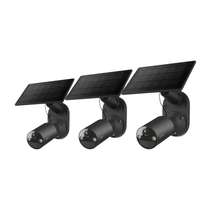 SolarCam 1080P Wireless Outdoor Security Camera with Solar Panel, Tapo C403 Kit 3-Pack (Black)