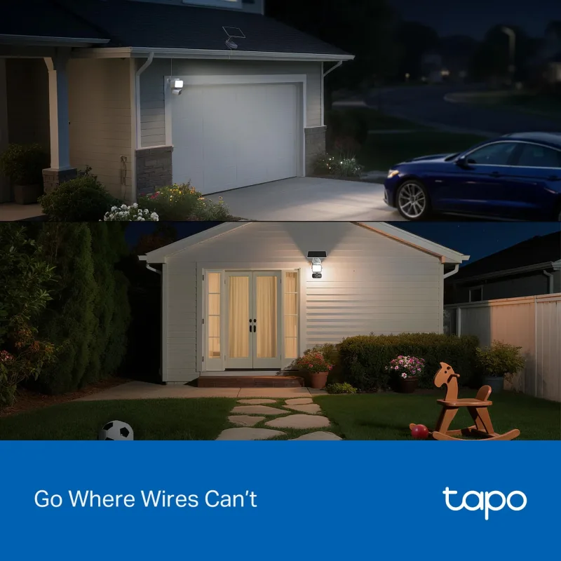 2K Floodlight Solar Pan/Tilt Security Camera Smart CentralHub Bundle, Tapo C615F Kit 3-Pack + H500