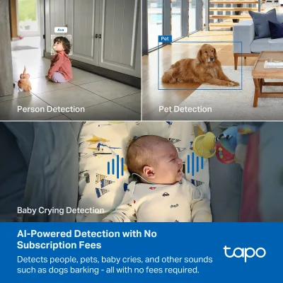4K Ultra HD Pan/Tilt Dual-Band WiFi Indoor Security Camera, Tapo C260 RoomCam 4-Pack