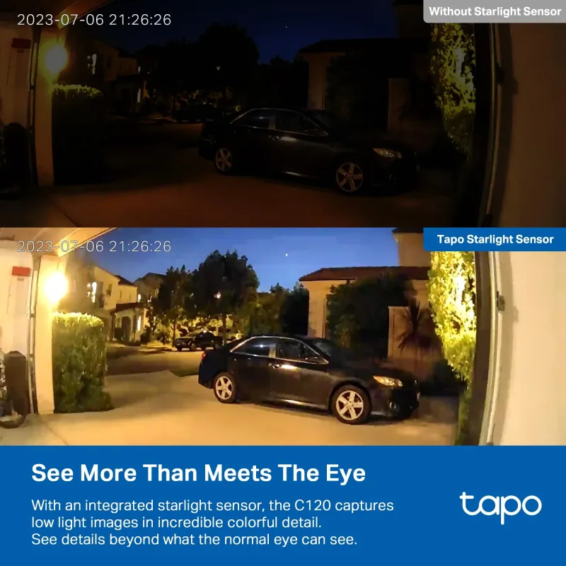 Cámara de seguridad para interior/exterior 2K QHD, Tapo C120