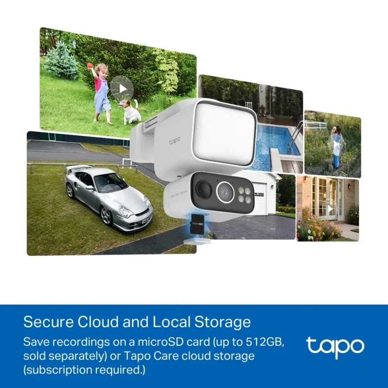Telecamera di sicurezza 2K con faretto solare, rotazione/inclinazione a 360°, Tapo C615F Kit 3-Pack