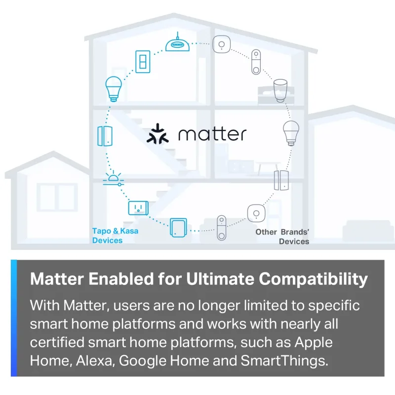 Smart Plug Mini 15A certificato Matter, Tapo P125M